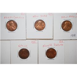 1975 Lincoln Penny With Misc. State Imprints Of Front Of Coin; New Mexico, New York, North Carolina,