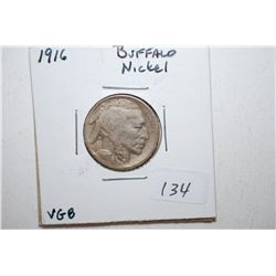 1916 Buffalo Nickel; VG8; EST. $6-10