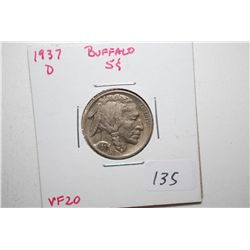 1937-D Buffalo Nickel; VF20; EST. $3-6