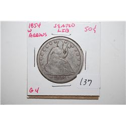 1854 Seated Liberty Half Dollar With Arrows; G4; EST. $30-40