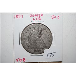 1877 Seated Liberty Half Dollar; VG8; EST. $40-50