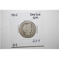 1904 Barber Quarter; G4; EST. $8-15