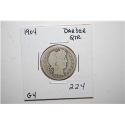 1904 Barber Quarter; G4; EST. $8-15