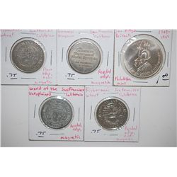 Various California State Tokens; Lot of 5; EST. $10-15