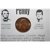 Image 2 : 1973 Lincoln Penny With Kennedy Profile Imprinted On Front Of Coin With History; EST. $5-10