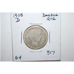 1908-D Barber Quarter; G4; EST. $8-15