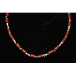 Wooden Necklace With Silver-Toned Accent Beads; EST. $5-10