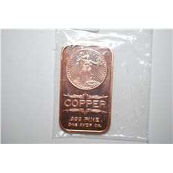 2012 Copper Ingot; .999 Fine Copper 1 Oz.; EST. $5-10