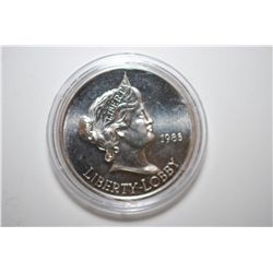 Liberty Lobby Silver Round; .999 Fine 1 Oz.; EST. $30-40