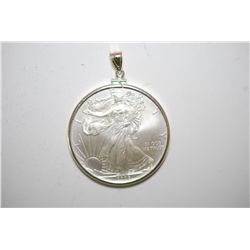 2008 Silver Morgan $1 Set In Sterling Silver Bezel With Charm Loop; EST. $30-40