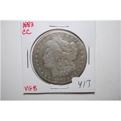 1883-CC Silver Morgan $1; VG8; EST. $70-100