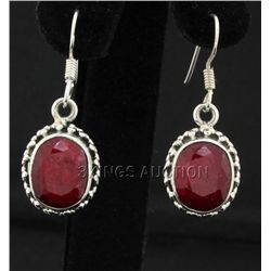 Sterling Silver 36.14ctw Oval Ruby Beryl Earring