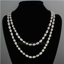 461.01CTW 46  WHITE LONGSTRAND FRESHWATER PEARL NECKLAC