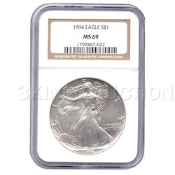 Certified Uncirculated Silver Eagle 1994 MS69