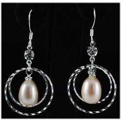 Natural 3.83g Pearl Dangling Sterling Silver Earring