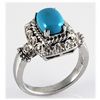 Genuine 1.63ctw Turquoise Diamond Ring 14kt W/G 6.80g
