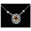 Genuine 1.87 ct Citrine, Topaz Diamond Necklace 14k W/G