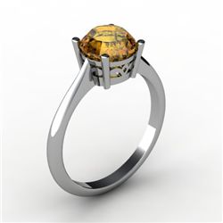 Citrine 1.30 ctw Ring14kt White Gold