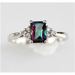 Platinum Sterling 1.2 ctw Mystic Topaz Tanzanite Ring