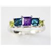 Image 1 : Sterling Platinum 1.65 Multi Gemstone Ring