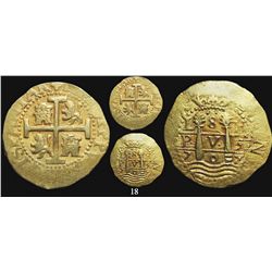 Lima, Peru, cob 8 escudos, 1707H, rare, from the 1715 Fleet.