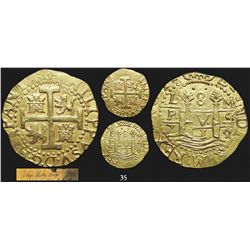Lima, Peru, cob 8 escudos, 1714/3M, very rare, from the 1715 Fleet.
