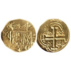 Bogota, Colombia, cob 2 escudos, Philip IV, assayer R to right, mintmark NR to left (early 1650s), f