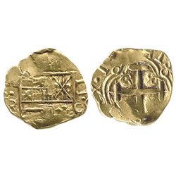 Bogota, Colombia, cob 2 escudos, Charles II, assayer G to right, from the 1715 Fleet.