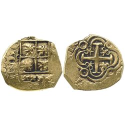 Bogota, Colombia, cob 2 escudos, Charles II posthumous, from the 1715 Fleet.