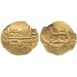 Seville, Spain, cob 2 escudos, Philip III, assayer V, encapsulated NGC XF 40.