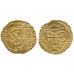 Seville, Spain, 1 escudo, Charles-Joanna, assayer Gothic D to left, mintmark S to right.