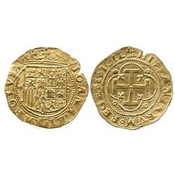 Seville, Spain, 1 escudo, Charles-Joanna, assayer * to left, mintmark S to right.