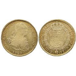 Potosi, Bolivia, bust 8 escudos, Charles IV, 1797PP.