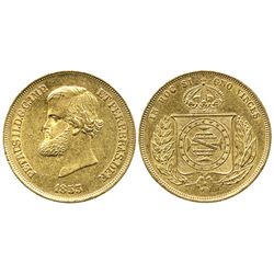 Brazil, 10,000 reis, Pedro II, 1853.