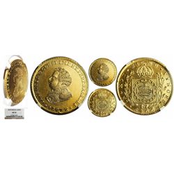 Brazil (Rio mint), 6400 reis, Pedro I, 1827-R, extremely rare, encapsulated NGC AU 55, second finest