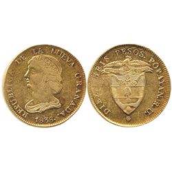 Popayan, Colombia, 16 pesos, 1838RU.
