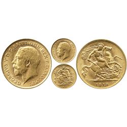 London, England, 1/2 sovereign, George V, 1913.