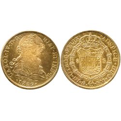 Mexico City, Mexico, bust 8 escudos, Charles IV transitional (bust of Charles III, ordinal IV), 1789