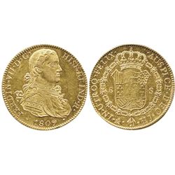 Mexico City, Mexico, bust 8 escudos, Ferdinand VII transitional ("armored bust"), 1809HJ.