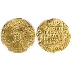 Utrecht, United Netherlands, ducat, 1724, from the Akerendam (1725), encapsulated NGC MS 63.