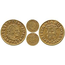 Seville, Spain, bust 1/2 escudo, Philip V, 1743PJ.