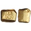 Image 1 : Small, coin-like cut piece of a gold "finger" bar, 28.5 grams, marked with fineness XXI and three do