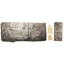 Small, thick, brick-like "tumbaga" silver bar #1128, marked with assayer/owner B~Vo 5lb