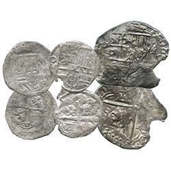 Lot of 3 silver cobs: two Mexico City, Mexico, cob 1R, Philip II and III, dates and assayers not vis