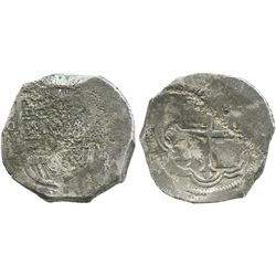 Mexico City, Mexico, cob 8 reales, Philip III, assayer not visible, Grade-2 quality but Grade 3 on c