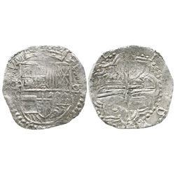 Potosi, Bolivia, cob 8 reales, Philip III, assayer Q, Grade 1.