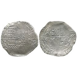 Potosi, Bolivia, cob 8 reales, Philip III, assayer Q, Grade-1 quality but no Grade on certificate.