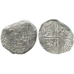 Potosi, Bolivia, cob 8 reales, Philip III, assayer Q, Grade 2.