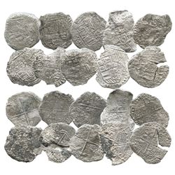 Lot of 10 Potosi, Bolivia, cob 8 reales, Philip III, various assayers (where visible), Grade 4 (some