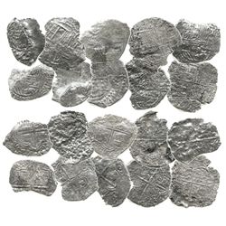 Lot of 10 Potosi, Bolivia, cob 8 reales, Philip III, assayers not visible, Grade 4 (some Grade-3 qua